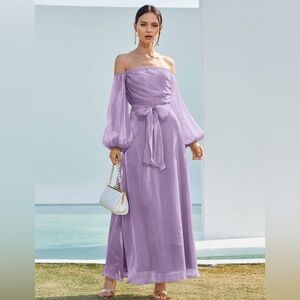 Elegant Lavender Off-Shoulder Dress
